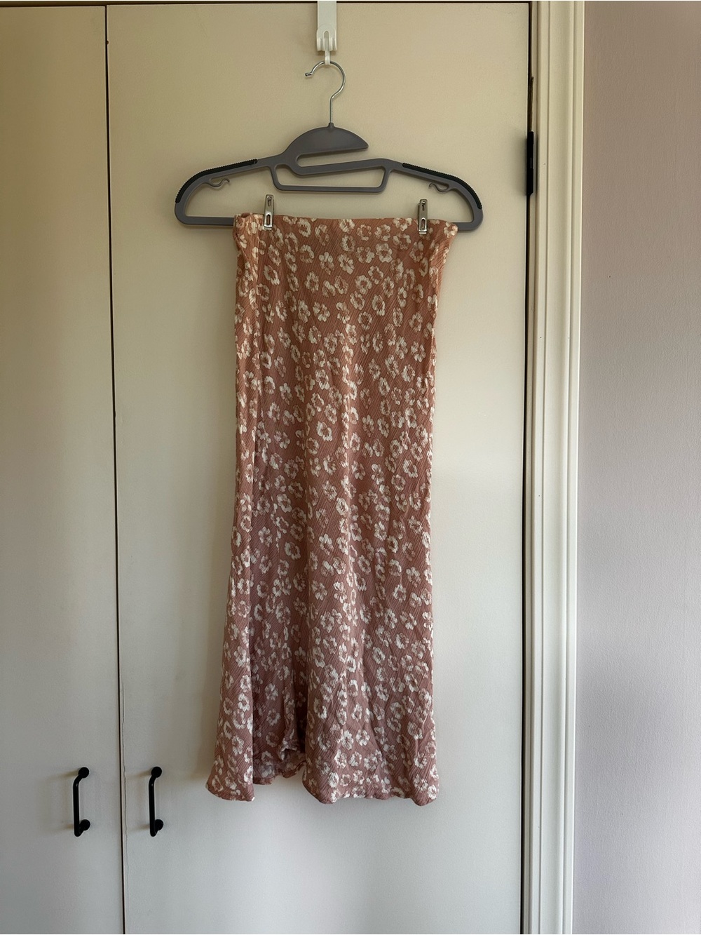 Pink Floral Midi Skirt | Blush Floral Print | Flowy A-Line Skirt